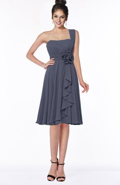 ColsBM Phoebe Nightshadow Blue Glamorous Bateau Sleeveless Zip up Chiffon Knee Length Bridesmaid Dresses