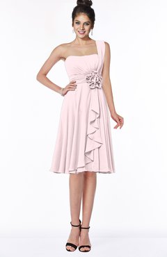 ColsBM Phoebe Petal Pink Glamorous Bateau Sleeveless Zip up Chiffon Knee Length Bridesmaid Dresses