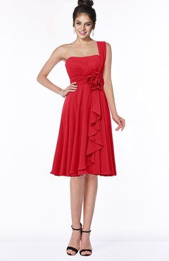 ColsBM Phoebe Red Glamorous Bateau Sleeveless Zip up Chiffon Knee Length Bridesmaid Dresses