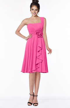 ColsBM Phoebe Rose Pink Glamorous Bateau Sleeveless Zip up Chiffon Knee Length Bridesmaid Dresses