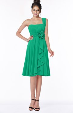 ColsBM Phoebe Sea Green Glamorous Bateau Sleeveless Zip up Chiffon Knee Length Bridesmaid Dresses