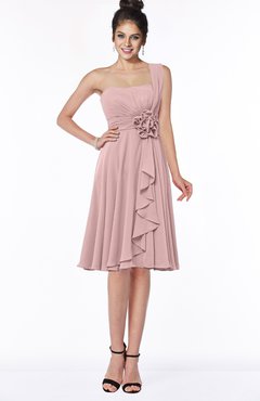 ColsBM Phoebe Silver Pink Glamorous Bateau Sleeveless Zip up Chiffon Knee Length Bridesmaid Dresses