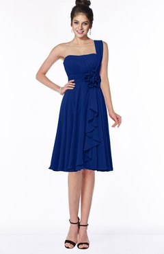 ColsBM Phoebe Sodalite Blue Glamorous Bateau Sleeveless Zip up Chiffon Knee Length Bridesmaid Dresses