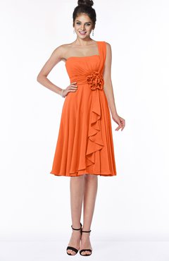 ColsBM Phoebe Tangerine Glamorous Bateau Sleeveless Zip up Chiffon Knee Length Bridesmaid Dresses