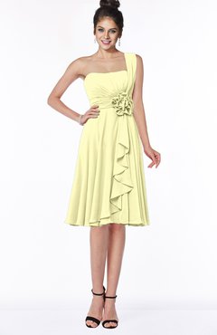 ColsBM Phoebe Wax Yellow Glamorous Bateau Sleeveless Zip up Chiffon Knee Length Bridesmaid Dresses