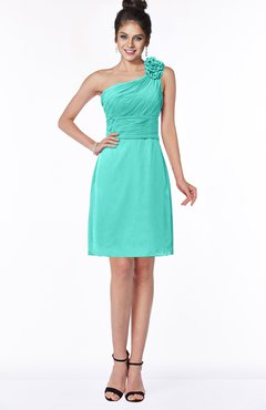 ColsBM Lacy Blue Turquoise Hippie A-line Sleeveless Half Backless Chiffon Bridesmaid Dresses