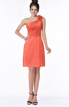 ColsBM Lacy Living Coral Hippie A-line Sleeveless Half Backless Chiffon Bridesmaid Dresses