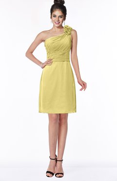ColsBM Lacy Misted Yellow Hippie A-line Sleeveless Half Backless Chiffon Bridesmaid Dresses