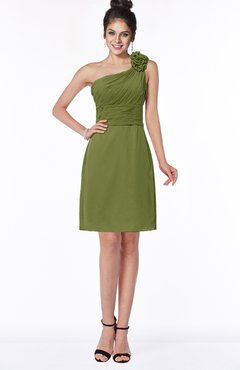 ColsBM Lacy Olive Green Hippie A-line Sleeveless Half Backless Chiffon Bridesmaid Dresses