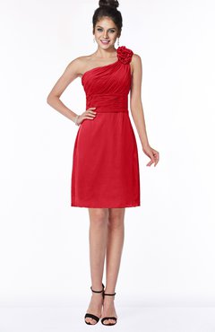 ColsBM Lacy Red Hippie A-line Sleeveless Half Backless Chiffon Bridesmaid Dresses