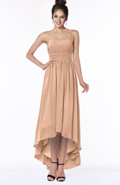 ColsBM Heather Almost Apricot Modern Sleeveless Zip up Chiffon Hi-Lo Bridesmaid Dresses