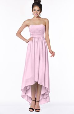 ColsBM Heather Baby Pink Modern Sleeveless Zip up Chiffon Hi-Lo Bridesmaid Dresses