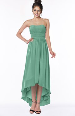 ColsBM Heather Beryl Green Modern Sleeveless Zip up Chiffon Hi-Lo Bridesmaid Dresses