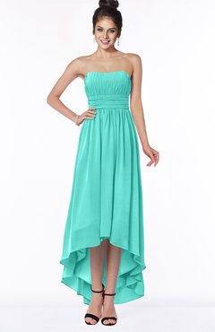 ColsBM Heather Blue Turquoise Modern Sleeveless Zip up Chiffon Hi-Lo Bridesmaid Dresses