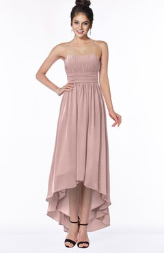 ColsBM Heather Blush Pink Modern Sleeveless Zip up Chiffon Hi-Lo Bridesmaid Dresses