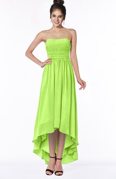 ColsBM Heather Bright Green Modern Sleeveless Zip up Chiffon Hi-Lo Bridesmaid Dresses