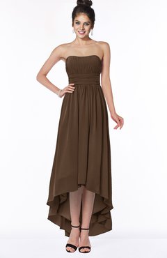 ColsBM Heather Chocolate Brown Modern Sleeveless Zip up Chiffon Hi-Lo Bridesmaid Dresses