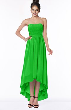 ColsBM Heather Classic Green Modern Sleeveless Zip up Chiffon Hi-Lo Bridesmaid Dresses