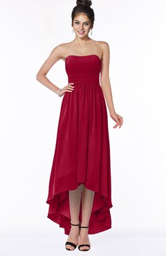 ColsBM Heather Dark Red Modern Sleeveless Zip up Chiffon Hi-Lo Bridesmaid Dresses