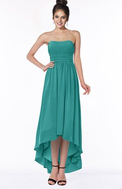 ColsBM Heather Emerald Green Modern Sleeveless Zip up Chiffon Hi-Lo Bridesmaid Dresses