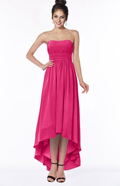 ColsBM Heather Fuschia Modern Sleeveless Zip up Chiffon Hi-Lo Bridesmaid Dresses