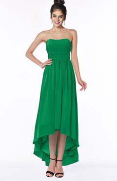 ColsBM Heather Green Modern Sleeveless Zip up Chiffon Hi-Lo Bridesmaid Dresses