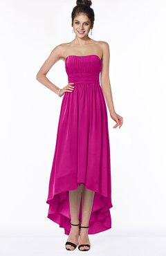 ColsBM Heather Hot Pink Modern Sleeveless Zip up Chiffon Hi-Lo Bridesmaid Dresses