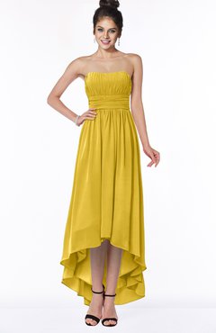 ColsBM Heather Lemon Curry Modern Sleeveless Zip up Chiffon Hi-Lo Bridesmaid Dresses