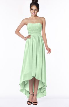 ColsBM Heather Light Green Modern Sleeveless Zip up Chiffon Hi-Lo Bridesmaid Dresses