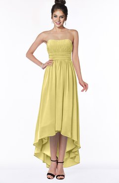 ColsBM Heather Misted Yellow Modern Sleeveless Zip up Chiffon Hi-Lo Bridesmaid Dresses