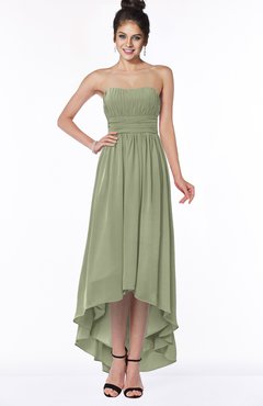 ColsBM Heather Moss Green Modern Sleeveless Zip up Chiffon Hi-Lo Bridesmaid Dresses