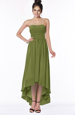 ColsBM Heather Olive Green Modern Sleeveless Zip up Chiffon Hi-Lo Bridesmaid Dresses