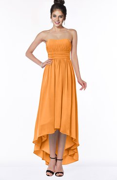 ColsBM Heather Orange Modern Sleeveless Zip up Chiffon Hi-Lo Bridesmaid Dresses