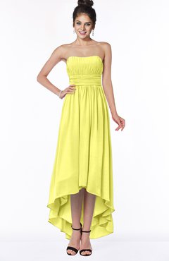 ColsBM Heather Pale Yellow Modern Sleeveless Zip up Chiffon Hi-Lo Bridesmaid Dresses