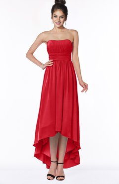 ColsBM Heather Red Modern Sleeveless Zip up Chiffon Hi-Lo Bridesmaid Dresses