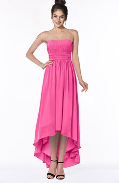 ColsBM Heather Rose Pink Modern Sleeveless Zip up Chiffon Hi-Lo Bridesmaid Dresses