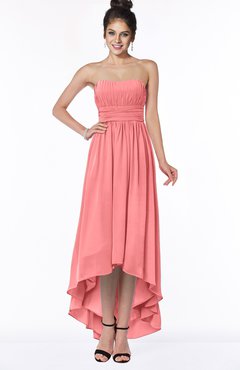 ColsBM Heather Shell Pink Modern Sleeveless Zip up Chiffon Hi-Lo Bridesmaid Dresses