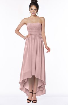 ColsBM Heather Silver Pink Modern Sleeveless Zip up Chiffon Hi-Lo Bridesmaid Dresses