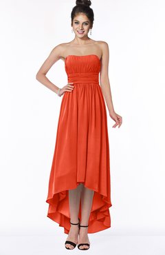 ColsBM Heather Tangerine Tango Modern Sleeveless Zip up Chiffon Hi-Lo Bridesmaid Dresses