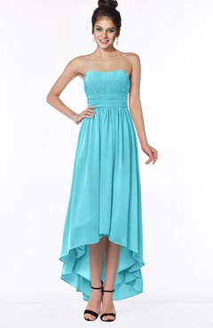 ColsBM Heather Turquoise Modern Sleeveless Zip up Chiffon Hi-Lo Bridesmaid Dresses