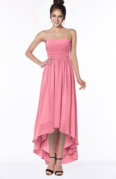 ColsBM Heather Watermelon Modern Sleeveless Zip up Chiffon Hi-Lo Bridesmaid Dresses