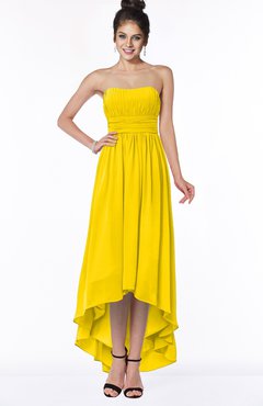 ColsBM Heather Yellow Modern Sleeveless Zip up Chiffon Hi-Lo Bridesmaid Dresses