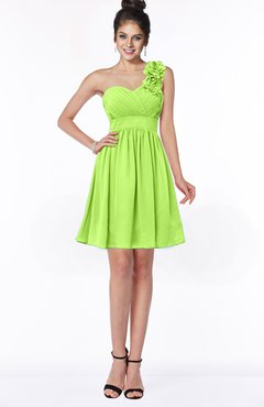 ColsBM Clara Bright Green Gorgeous One Shoulder Sleeveless Chiffon Flower Bridesmaid Dresses