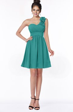 ColsBM Clara Emerald Green Gorgeous One Shoulder Sleeveless Chiffon Flower Bridesmaid Dresses
