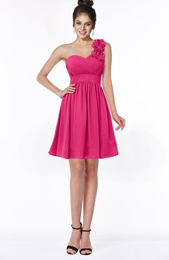 ColsBM Clara Fuschia Gorgeous One Shoulder Sleeveless Chiffon Flower Bridesmaid Dresses