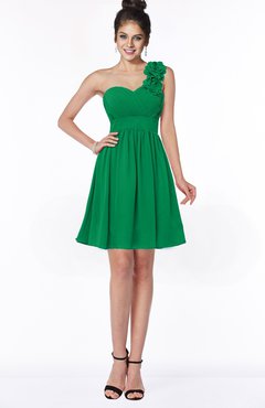 ColsBM Clara Green Gorgeous One Shoulder Sleeveless Chiffon Flower Bridesmaid Dresses