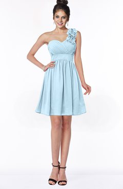 ColsBM Clara Ice Blue Gorgeous One Shoulder Sleeveless Chiffon Flower Bridesmaid Dresses