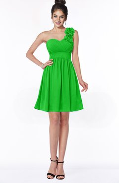 ColsBM Clara Jasmine Green Gorgeous One Shoulder Sleeveless Chiffon Flower Bridesmaid Dresses