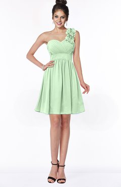 ColsBM Clara Light Green Gorgeous One Shoulder Sleeveless Chiffon Flower Bridesmaid Dresses