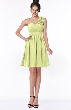 ColsBM Clara Lime Green Gorgeous One Shoulder Sleeveless Chiffon Flower Bridesmaid Dresses